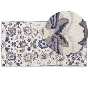 Wool Area Rug 80 x 150 cm Beige and Blue KUMRU