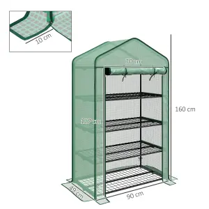 Outsunny 90 x 49 x 160cm Portable Mini Greenhouse with Shelves, Green