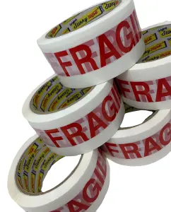 6 Pack of Fragile Stikky Tape - 50mm x 66m