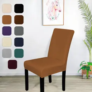 220GSM Universal Dining Velvet Chair Cover, Brown Tan - Pack of 1