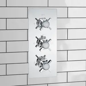 ENKI Edwardian Chrome Crosshead 2-Outlet Solid Brass Thermostatic Triple Shower Valve TSV046