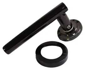 Door Handles T Bar Straight Lever on Rose Escutcheon & Lock & Hinges - Black Nickel