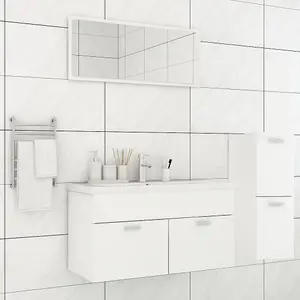 Berkfield Bathroom Furniture Set White Engineered Wood