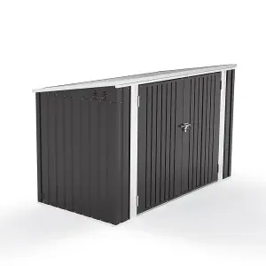 7 x 3ft Outdoor Metal Garden Storage Shed Pent Tool Shed Bicycle Storage Shed  Charcoal Black