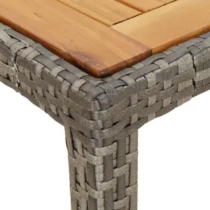 Berkfield Garden Table 190x90x75 cm Poly Rattan and Acacia Wood Grey