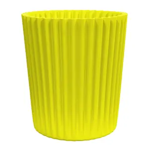 simpa 2PC XL Yellow Wave Plastic Planters.