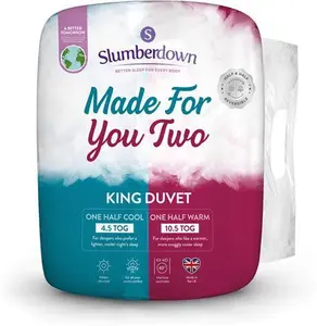 Dual Temperature Made For You Two 4.5/10.5 Tog Duvet Slumberdown Size: Kingsize (225 X 220Cm)