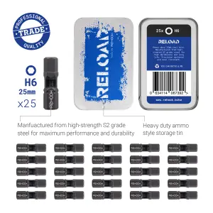 Reload H6 25mm Impact Driver Tool Bits 25x