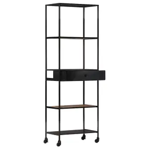 Berkfield Book Cabinet 60x35x180 cm Rough Mango Wood & Iron