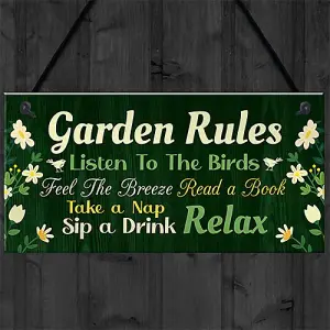 Red Ocean Garden Signs Outside Garden Rules Sign Novelty Hanging Plaque Summer House Sign Garden Shed Sign