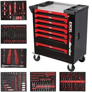 Excel 7 Drawer Roller Tool Chest Cabinet with 249 Piece Tool Set