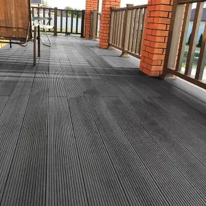 Set of 16 Dark Grey WPC Waterproof Decking Floor Tiles Set with Accessories Kit 8.4 m²