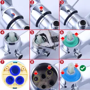 SPARES2GO Mixer Tap Cartridge 40mm Single Monobloc Sink Basin Bath Hot Cold Water Valve (Pack of 2)