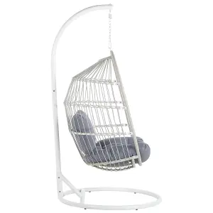 Hanging Chair with Stand ALBA PE Rattan White