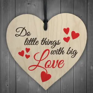 Red Ocean Little Things Big Love Wooden Hanging Heart Plaque