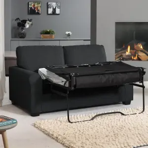 Dawson Fabric 3 Seat Sofa with Pull Out Sofa Bed - Black