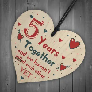 Funny Rude 5th Anniversary Gift For Husband Wife Gift For Him Her Wooden Heart