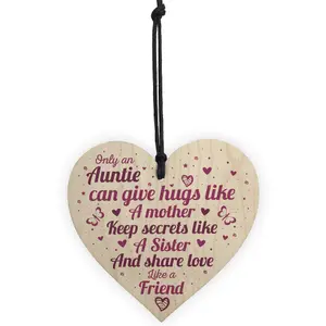 Red Ocean Auntie Aunty Aunt Sister Gifts Wooden Heart Plaque Christmas Present For Her Birthday