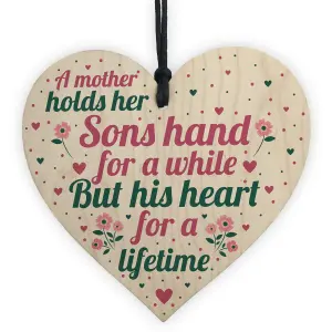 Red Ocean Mother And Son Gifts Wooden Heart Mum Birthday Christmas Gift Keepsake Plaque