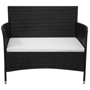 Berkfield Garden Bench with Cushion Poly Rattan Black