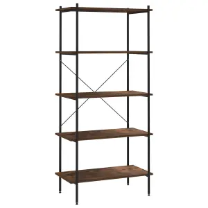 Berkfield 5-Tier Shelving Unit Black and Dark Wood 80x40x163 cm