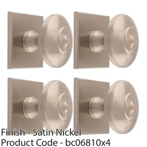 4 PACK - 38mm Round Cabinet Door Knob & 40x40mm Matching Backplate - Satin Nickel Handle