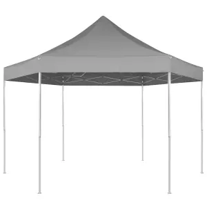 Berkfield Hexagonal Pop-Up Foldable Marquee Grey 3.6x3.1 m