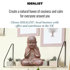 IDEALIST™ Buddha Statue 15.4 Inch Tall, Terracotta Reinforced Stone Sitting Baby Monk Figurine for Home and Garden L29 W23 H39 cm