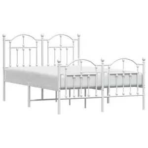 Berkfield Metal Bed Frame with Headboard and Footboard White 120x200 cm