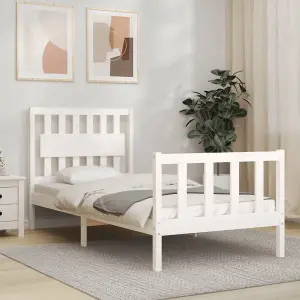 Berkfield Bed Frame with Headboard White 90x200 cm Solid Wood