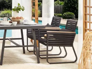 Set of 2 Garden Chairs with Cushions CANETTO Metal Black