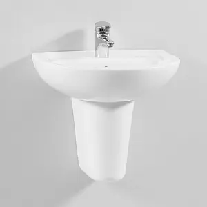 Vitra Layton 55cm basin with half pedestal 1 tap hole