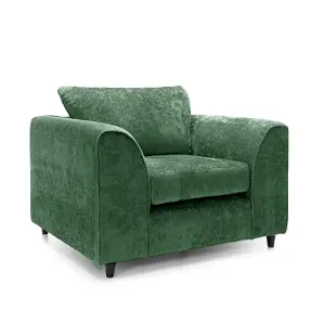 Monaco Chenille Fabric 3 Piece Sofa Set - 3 1 1 Green