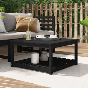 Berkfield Garden Table Black 82.5x82.5x45 cm Solid Wood Pine