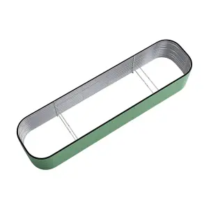 320cm W x 80cm D Light Green Bed Oval-Shaped Galvanized Steel Raised Garden Bed Outdoor Use Only