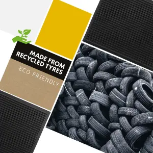 Nicoman Black Harmony Ribbed Rubber Heavy duty Door mat, 75cm x 45cm