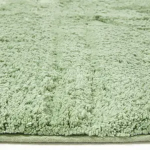 Homescapes Cotton Tufted Rug Union Jack Plain Embossed Mat Sage Green,50 x 80 cm