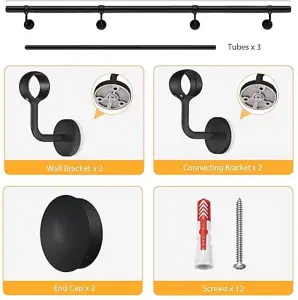 Rothley Residential and Commercial Grade Complete 3.6m Indoor Stair Rail Kit with everything needed for installation