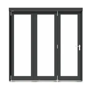 Rohden Clear Fully glazed Anthracite Grey Timber External Contemporary 3 Patio door, (H)2090mm (W)2090mm