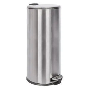 Round Stainless Steel Kitchen Pedal Bin - 30L