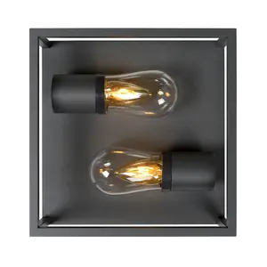 Lucide Carlyn Modern Flush Ceiling Light Bathroom - 2xE14 - IP54 - Black