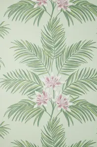 Fine Decor Bali Tropical Floral Sage Wallpaper FD43278