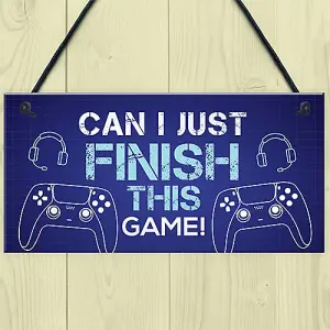 Red Ocean Finish This Game - Gaming Accessories - Hanging Games Room Boys Bedroom Signs - Gamer Gifts For Son Brother