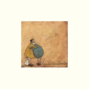 Sam Toft Love Love Love Love Love Print Brown/Blue/Yellow (30cm x 30cm)