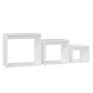 Side Tables 3 pcs Engineered Wood (Set of 3) White / White