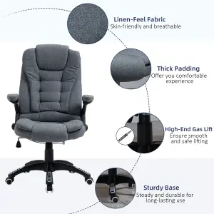 Vinsetto High Back Home Office Chair Swivel Linen Fabric Desk Chair, Dark Grey