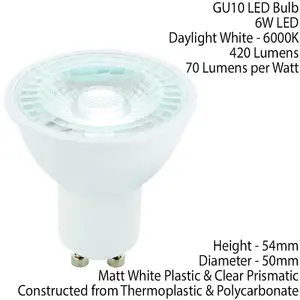 6W LED GU10 Light Bulb Daylight White 6000K 420 Lumen Outdoor & Bathroom Lamp