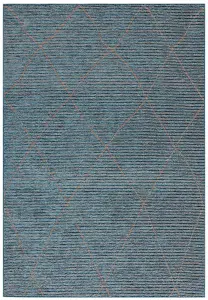 Teal Geometric Modern Rug Easy to clean Living Room and Bedroom-200cm X 290cm