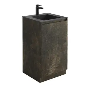 Rigel Metallic Floor Standing Bathroom Vanity Unit with Black Basin (W)500mm (H)850mm