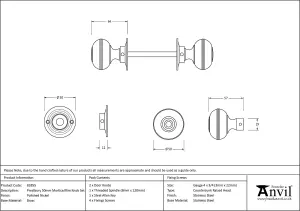 From The Anvil Polished Nickel 50mm Prestbury Mortice/Rim Knob Set